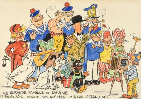 Rob-Vel (Velter, Robert) Dit | Rob-Vel dit La Grande Famille de Davine. Gouache en couleurs sur&helli | Coutau Bégarie
