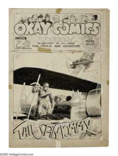 Will Eisner - Okay Comics Tommy Tailspin Cover Original Art (1937). Hal Forrest‘s aviator hero Tommy Tailspin -