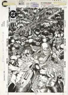 Greg LaRocque and Roy Richardson - Flash #70 Cover Original Art (DC, 1992). Surrounded by an army of apes intent -