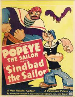 Elzie Segar - Popeye "Sindbad the Sailor" Specialty Illustration Original Art and Movie Window Card - | Heritage
