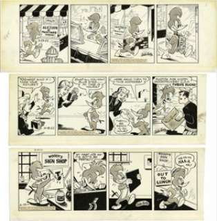 Bill Wright (attributed) - Woody Woodpecker Daily Comic Strip Original Art, Group of 3 (Consolidated News -
