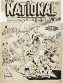 Lou Fine National Comics #9 Uncle Sam Cover Original Art (Quality, 1941). As legendary creator Gill Fox - | Heritage