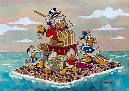 Julian Jordan - 1 Croquis en couleur - Uncle Scrooge - "The Raft" | Catawiki