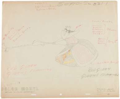 ALICE IN WONDERLAND QUEEN PLAYING CROQUET â€œCOLOR MODELâ€ DESIGNATION ORIGINAL ART TRIO. | Hake’s