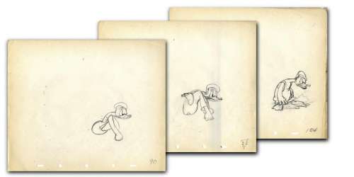 Disney, Walt | Donald Duck - 1940 Exceptionnel et rare ensemble de 3 crayonnés | Cornette de St Cyr