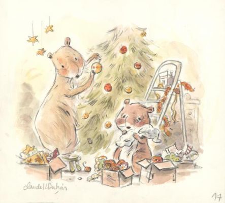 Claude K. Dubois | Illustration originale de l’album 17 - Sélection de Noël - Mon meilleur ami du monde - Lola | Daniel Maghen