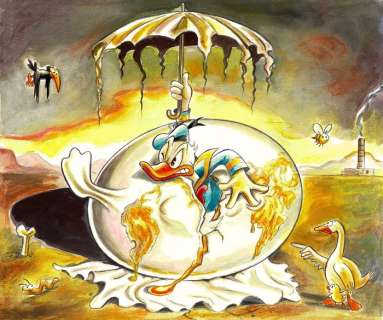 Tony Fernandez - Donald Duck Inspired By Dali’s "Geopoliticus Child Watching the Birth of the New Man" (1943) | Catawiki
