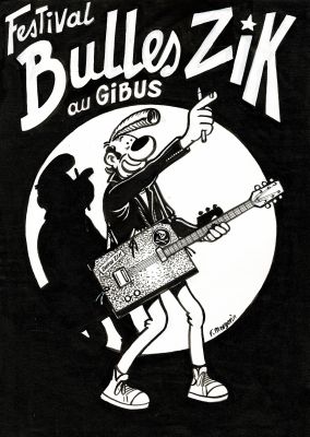 Margerin | Lucien, dessin original à l’encre de chine réalisé pour une affiche de festival. | Septimus