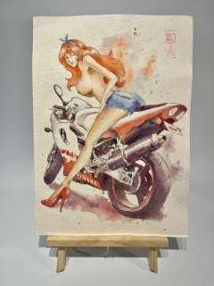 Zanella & Saras - 1 Original colour drawing - Lupin Terzo - Fujiko sexy rider - 2024 | Catawiki