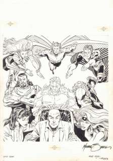 Mike Zeck - X-men pogs promotional x-men team shot #2 - storm, archangel, banshee, bishop, iceman, sabretooth, moira, professor x and jean grey - 1994