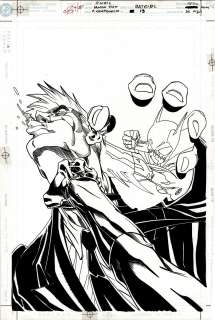 Damion Scott, Robert Campanella - Batgirl #13 Cover (Cover Drawn on 2 Boards, Batgirl Punching Compromised Cia Agent Johnson!) 2000