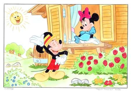 Pasquale Venanzio - 1 Watercolour - Mickey and Minnie - The Little Whirlwind - 2024 | Catawiki