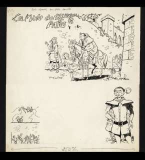 Trubert, Jean - 1 Original drawing + album - La Mule du Pape - (années 1950) | Catawiki
