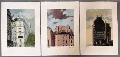 Tardi - Paris vu par Tardi - Ensemble de 3 estrampes pigmentaires | Catawiki