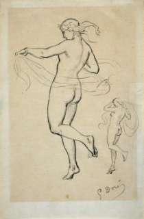 Doré, Gustave | DANSEUSE NUE AU VOILE. Mine de plomb. Dimensions: 17,8 cm | Coutau Bégarie