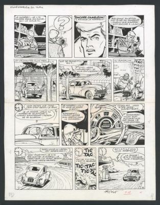 Tibet | Planche originale n°26 du récit Signé caméléon prépubliée dans le journal de Tintin Belge n° 18 du 2 mai 1961 - Traquenard au Havre - Ric Hochet | Daniel Maghen