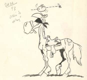 Morris | Lucky Luke, illustration Ã  l’encre de Chine sur… | Millon