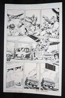 Bob Almond | Red Wing #1 P.4 - Flying Hero Rescues Babies - Blue Line Ink Art Only of Sal Velluto Pencils - Signed | Anthony’s Comic Book Art