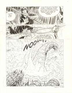 Corentin Rouge | Planche originale n° 110, réalisée en deux parties liées par un support papier avec adhésifs, présence de correcteur blanc - Wendigo - Thorgal Saga | Daniel Maghen