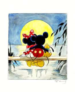 Tony Fernandez - Mickey, Minnie Mouse & Pluto Inspired By "Boy and Girl Gazing at the Moon" (1926) - Original | Catawiki