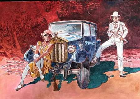 Hermann - 1 Peinture à l’huile sur toile - Bonnie and Clyde - (1990’s) | Catawiki