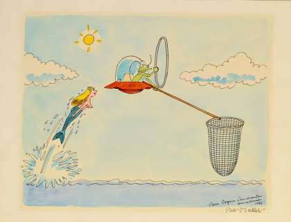 MALLET, PAT - LE MARTIEN Illustration Ã  l‘aquarelle et encre de chine signée