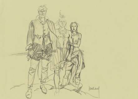 Juillard, André | Original pencil draft of the cover  - Plume aux Vents volume 2  - L’Oiseau-Tonnerre  - (2000) | Catawiki