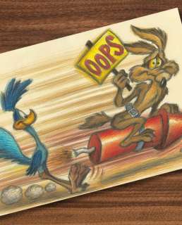Joan Vizcarra - 1 Crayon - Wile E. Coyote & Road Runner: Oops! - Hand Signed | Catawiki