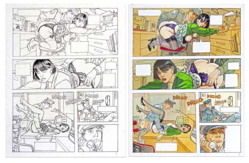 Gibrat | Noël Fripons, planche n°3 au feutre et rehauts… | Millon