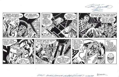 Alex Saviuk & Joe Sinnott - 1 Original page - Spider-Man - Spider-Man comic strip signed by Stan Lee - 1997 | Catawiki