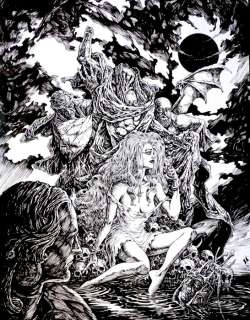 Pontet, Cyril - 1 Original drawing - Chroniques de la Lune Noire - La Succube - Hommage Froideval (50x65 cm) - 2025 | Catawiki