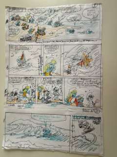Studio Peyo - 1 Original preliminary page - Les Schtroumpfs - Crayonné de création d’une page polychrome | Catawiki