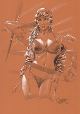 De Luca, Giuseppe - 1 Original colour drawing - Pin Up | Catawiki