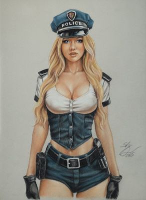 Sly - 1 Original colour drawing - Lady Cop - Lady Cop - 2025 | Catawiki