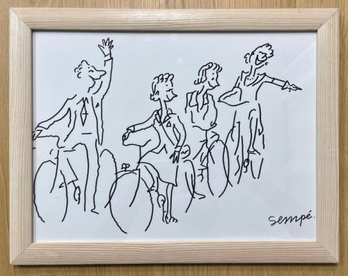 Sempé, Jean-Jacques - 1 Original drawing - les Cyclistes | Catawiki