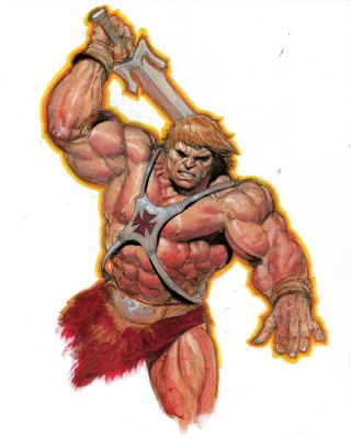 Ariel Olivetti - Peinture originale - He-Man Attack - Hand Signed | Catawiki