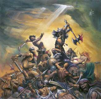 Illustration originale pour la pochette de disque Glorious Death pour Grey Wolf par Nicolas BOURNAY