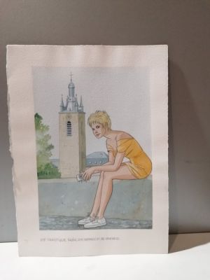 Renaud (Denauw, Renaud) - 1 Original colour drawing - Jessica Blandy en visite à Thuin - 2005