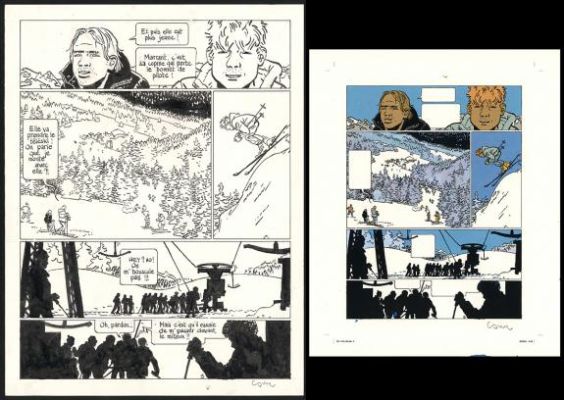 Cosey | Planche originale n°3 accompagnée de sa mise en couleurs - Selection de Noel - Yiyun | Daniel Maghen