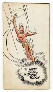 Burgos, Carl - MARVEL MYSTERY COMICS #4 1939 HUMAN TORCH DESIGN Illustration | ComicConnect
