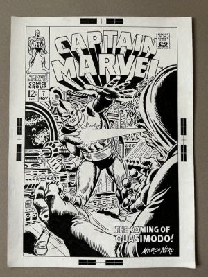 Marco Nero - 1 Original drawing - Captain Marvel - Captain Marvel #7 cover art recreation - 1975 | Catawiki