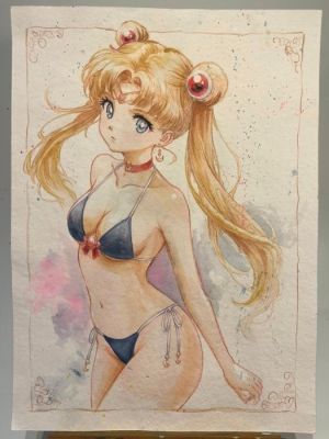 Fang Daniel - 1 Original colour drawing - Sailor Moon - Adult Sailor Moon – Summer Holiday - 2026 | Catawiki