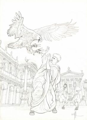 Thierry Démarez | Couverture originale du tirage de tête - Les Aigles de sang - Alix Senator | Daniel Maghen