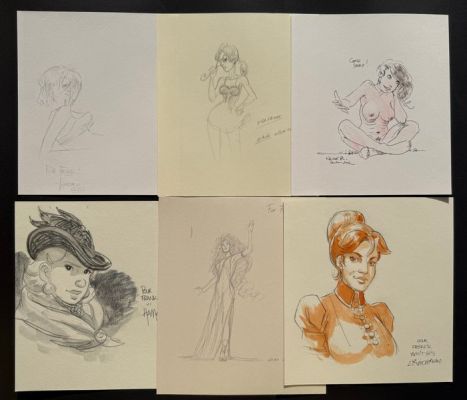 Karsten Schreurs - Erik - Neisse - Hamo - Laura Zuccheri - Jacques Lamontagne - 6 Original drawing - Frauen Bilder bekannter Comic Zeichner