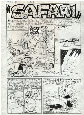 Colantuoni, Tiberio - 16 Original page - Tiramolla #5 - "Safari" - Storia originale completa - Sfortunino - 1967