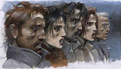 *Enki Bilal Né En 1951 La Couleur de L’air Acrylique, Pastel, Crayon Et Encre de Chine Sur Papier Contrecollé Sur Carton Pour... | La Couleur de l’air | Artcurial