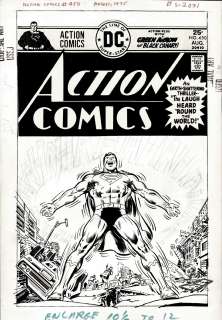 Bob Oksner - Action Comics #450 Cover (Full Body Superman Laughing So Loud That Metropolis Is Collapsing Around Him!) 1975