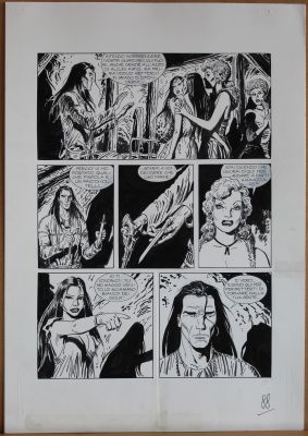 Jose Ortiz | Tavola originale per MAGICO VENTO 34 ‘I cancelli dell’inferno’. Cm. 35 x 50. SBE 2000. Pag. 88. | Art e Fumetto