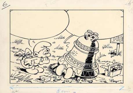 Peyo | Les Schtroumpfs, illustration à l’encre de Chine… | AZ auction