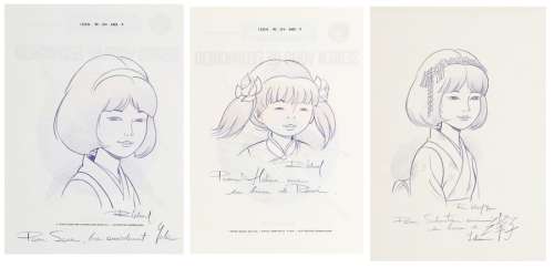 Leloup - Lot 282 - Yoko Tsuno, ensemble de 3 illustrations au crayon…